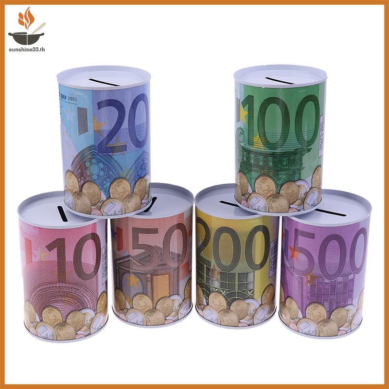THSUN Euro Dollar Money Box ปลอดภัยกระบอก Piggy Bank Bank สําหรับเหรียญกล่องฝากเงิน TH