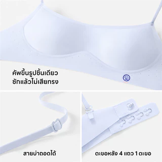 『Brelira』บรา ไร้ตะเข็บ คอต่ำ ซ่อนขอบ ฟิกซ์คัพ คัพบาง สายเดี่ยว เนียนใต้เสื้อ ระบายอากาศ เต้าเรียบ เหมาะกับ เสื้อคอเหลี่ยม คอวี เว้าหลัง