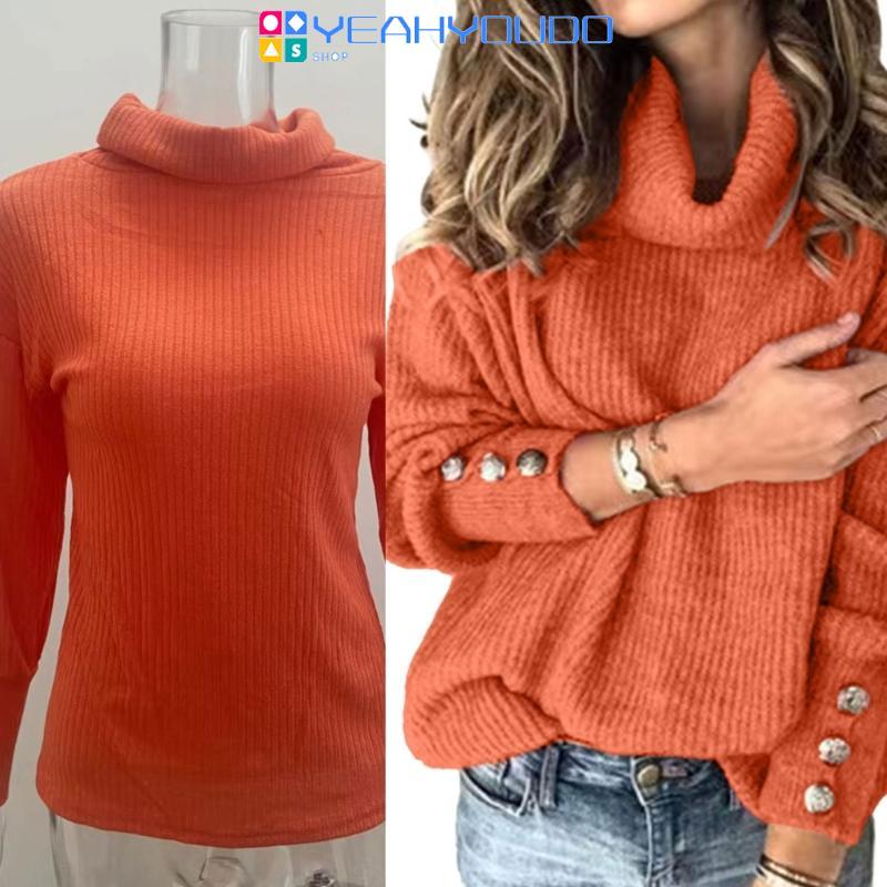 Women's Ribbed Long Sleeve Turtleneck Sweater for Daily Wear and Cool Weather