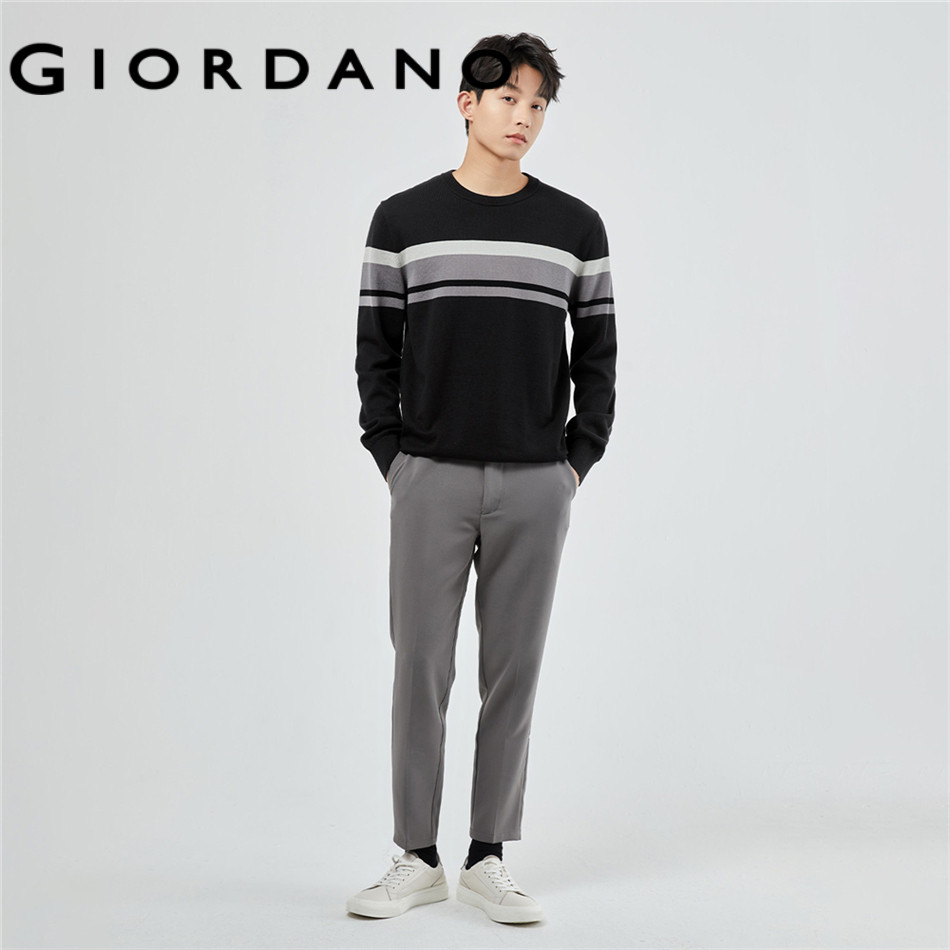GIORDANO سويتر رجالي قطن ممشط بألوان متباينة — صورة 4