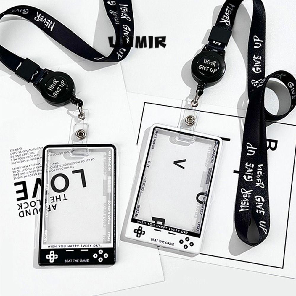 พร้อมสต็อก ที่ใส่บัตรพร้อมเชือกเส้นเล็กแบบยืดหดได้,ฝาใสสไตล์มินิมอล,สําหรับ รหัสนักเรียน, รหัสพนักงาน, การ์ดรูปถ่าย