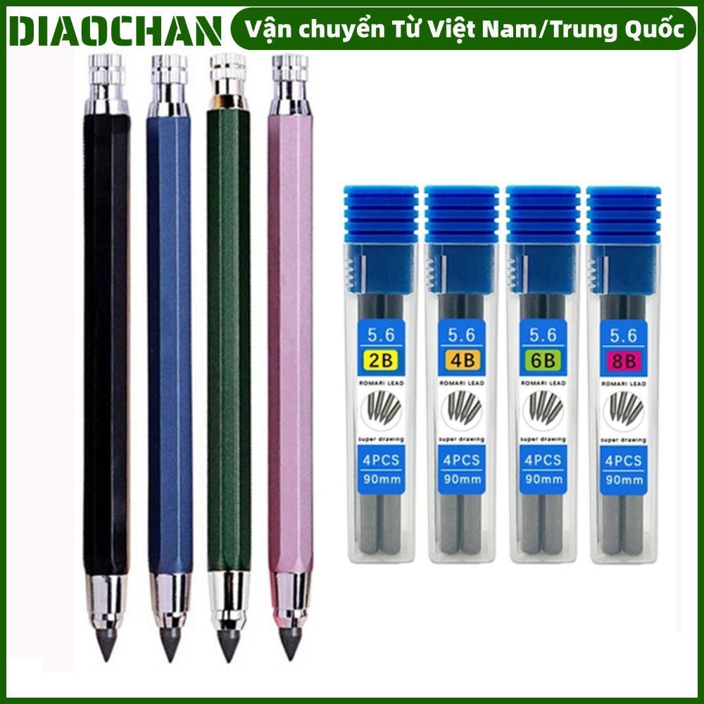 OMXILOYI ดินสออัตโนมัติ, 5.6 มม.เขียนเครื่องมือดินสอ, โลหะคุณภาพสูง 2B/4B/6B/8B ดินสอ Refill Sketch 