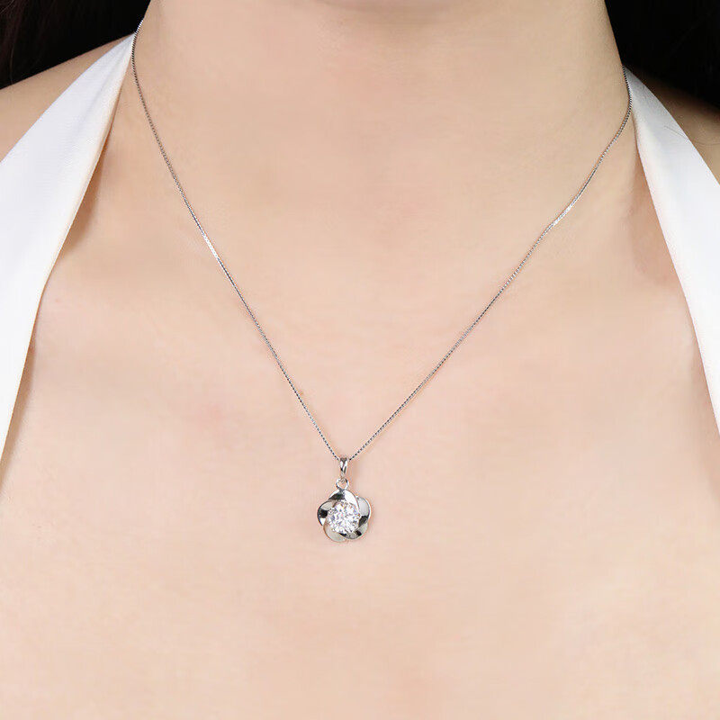 สร้อยคอเงินแพลทินัม PT950 โซ่กระดูกไหปลาร้า 18K ทองคําขาวจี้เพชรสร้อยคอเรียบง่ายสไตล์ใหม่ชุดโซ่ไม่จา
