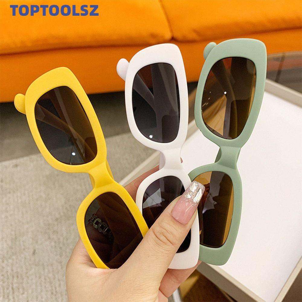 TOPTOOLS Kids Oval Frame Sun Glasses, Outdoor Sun Protection Childrens Square Glasses, Retro Summer 