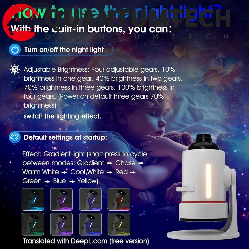 QUANTUMTECH Star Projector, Ultra HD Ambiance Lamp Galaxy Projector, กล้องโทรทรรศน์ดาราศาสตร์ 360° ห