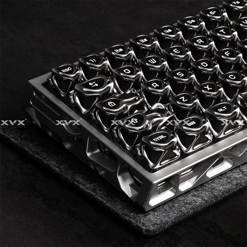 X XVX Venom Keycap พื้นผิวโลหะ Hollow Fog โปร่งใสบุคลิกภาพ Creative Mechanical คีย์บอร์ดหมวกเงินของแ