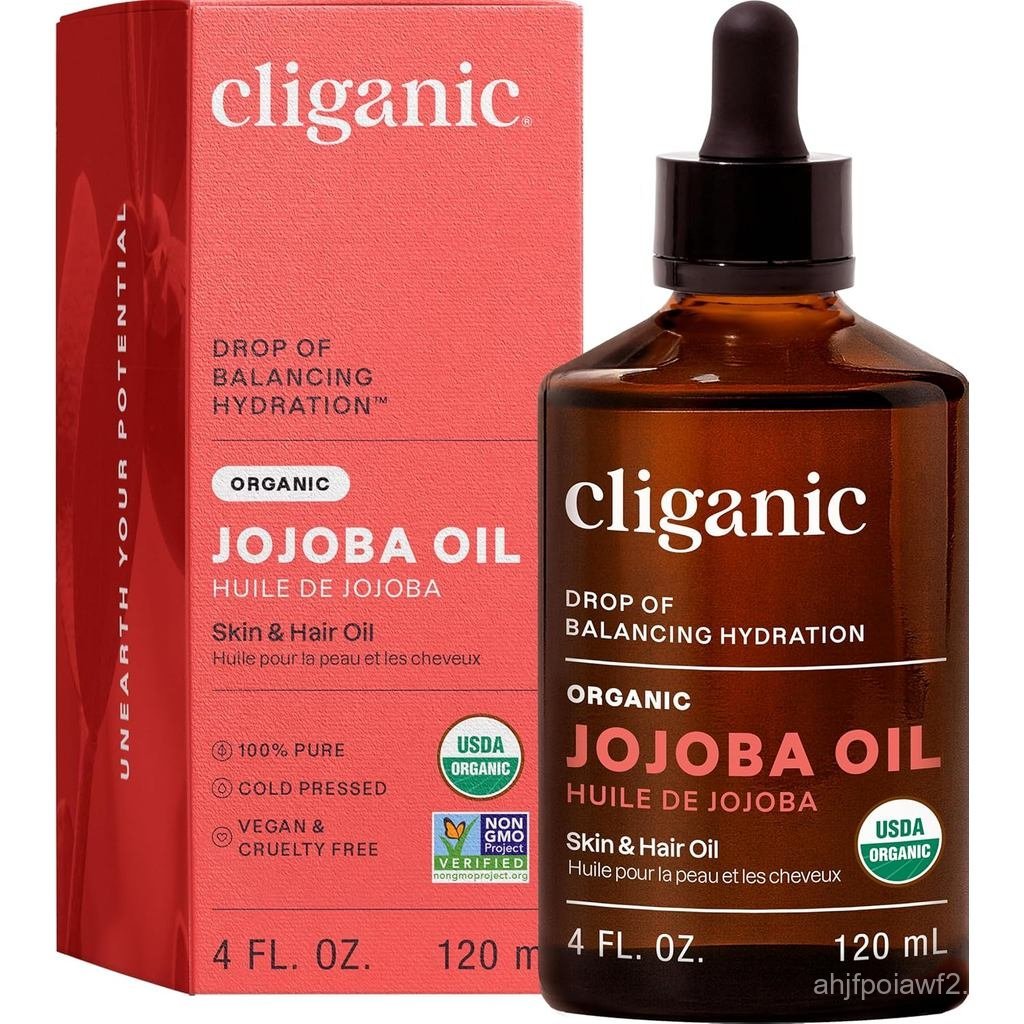 CliganicOrganicJojobaOil,100% PureColdPressedforFace&Hair,4oz 6R2H