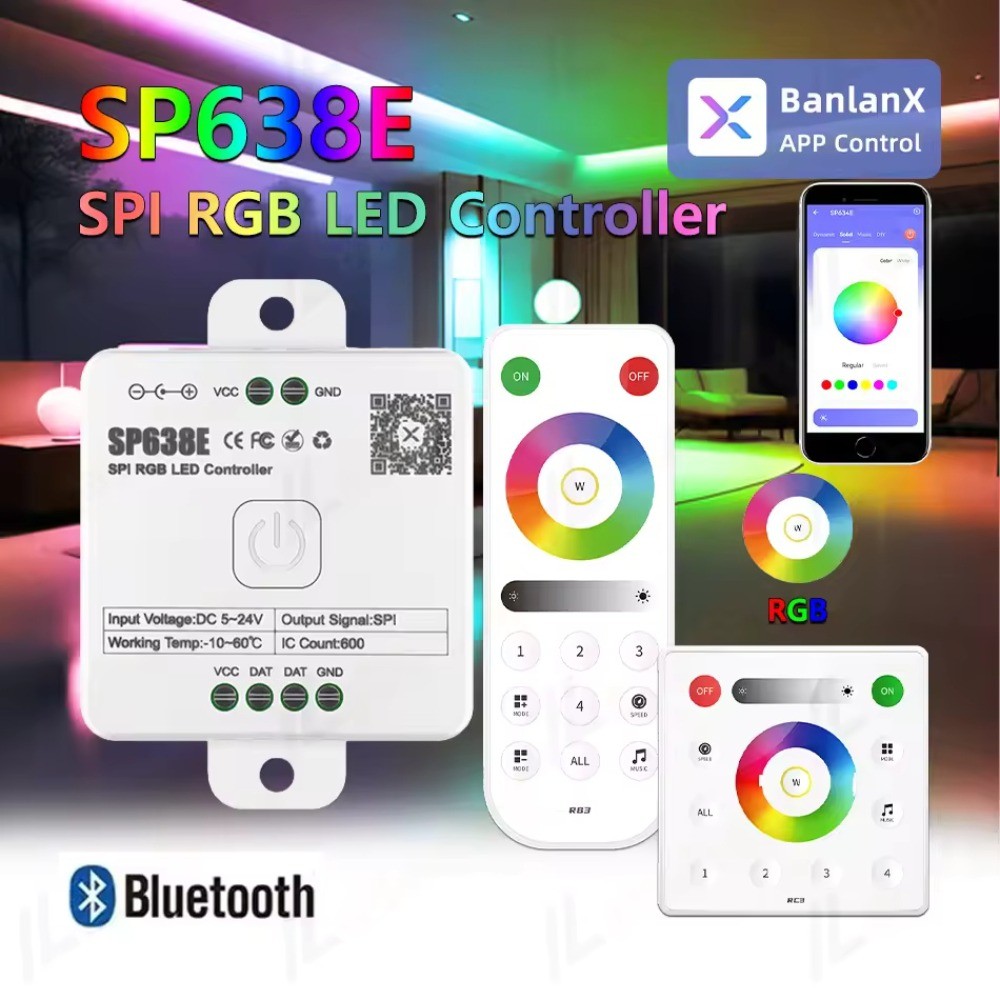 DC5V 12V 24V SP636E SP637E SP638E SP639E BT LED Controller สําหรับสีเดียว /CCT/RGB/RGBW LED Light St