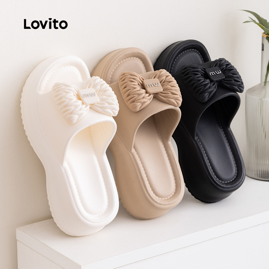 Lovito صندل مسطّح بنعل مرتفع — أسود