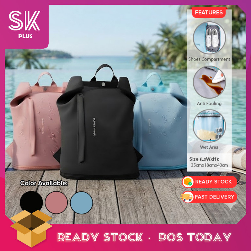 SKplus กีฬาว่ายน้ํากระเป๋ากันน้ํายิมกระเป๋าเป้สะพายหลังไหล่ทุกวันกระเป๋าเป้สะพายหลัง Beg Galas Perja