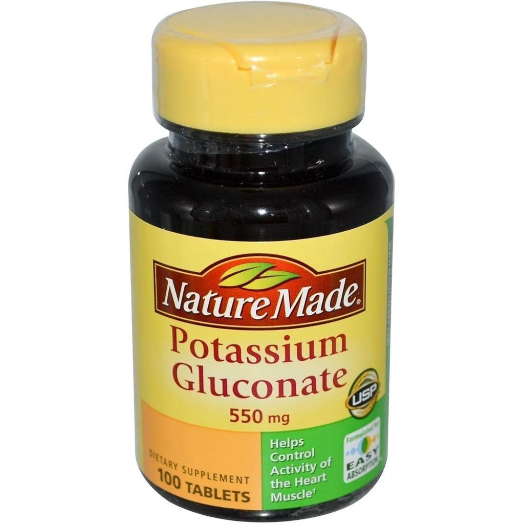 NatureMade Potassium Gluconate 550mg, Heart Healthy Diet, 100 เม็ด, 100 วันซัพพลาย 9IG1 C8ZL