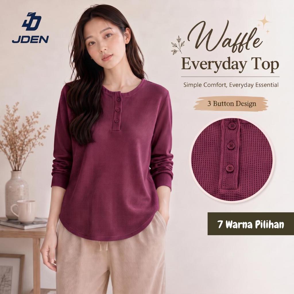 JDEN เสื้อวาฟเฟิลดีไซน์ Unik Curve & 3 ปุ่ม Kain Waffle Rekaan Lengkung Unik Unique Curve Design Waf