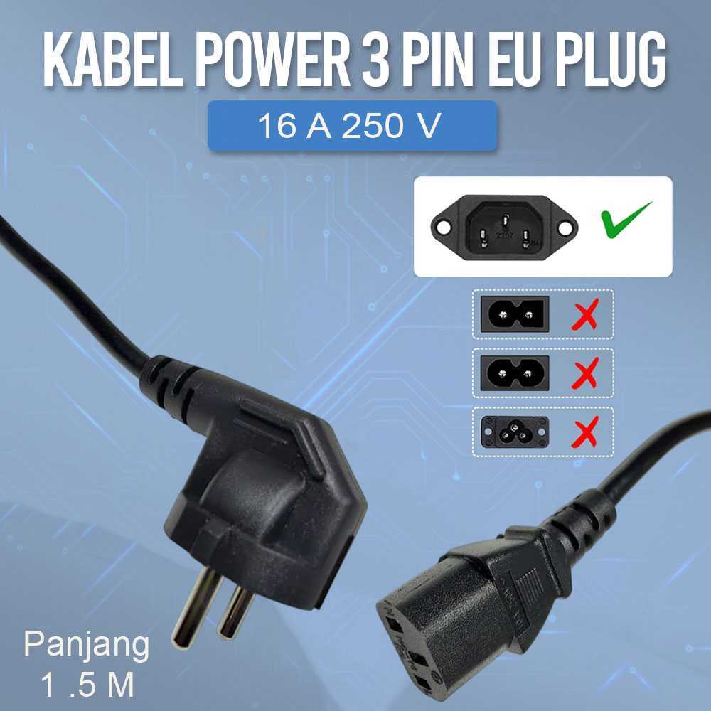HC สายไฟ PC 3 Pin IEC C13 EU Plug 16A 250V 1.5M สายไฟคอมพิวเตอร์ - HC-10