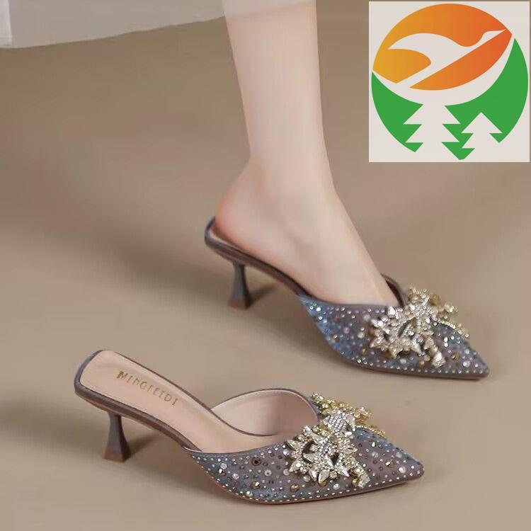 Wt3 Hot-season Fresh Crystal Bow Spike heel Open-toe footwear - Tapered Toe High Pumps for Women