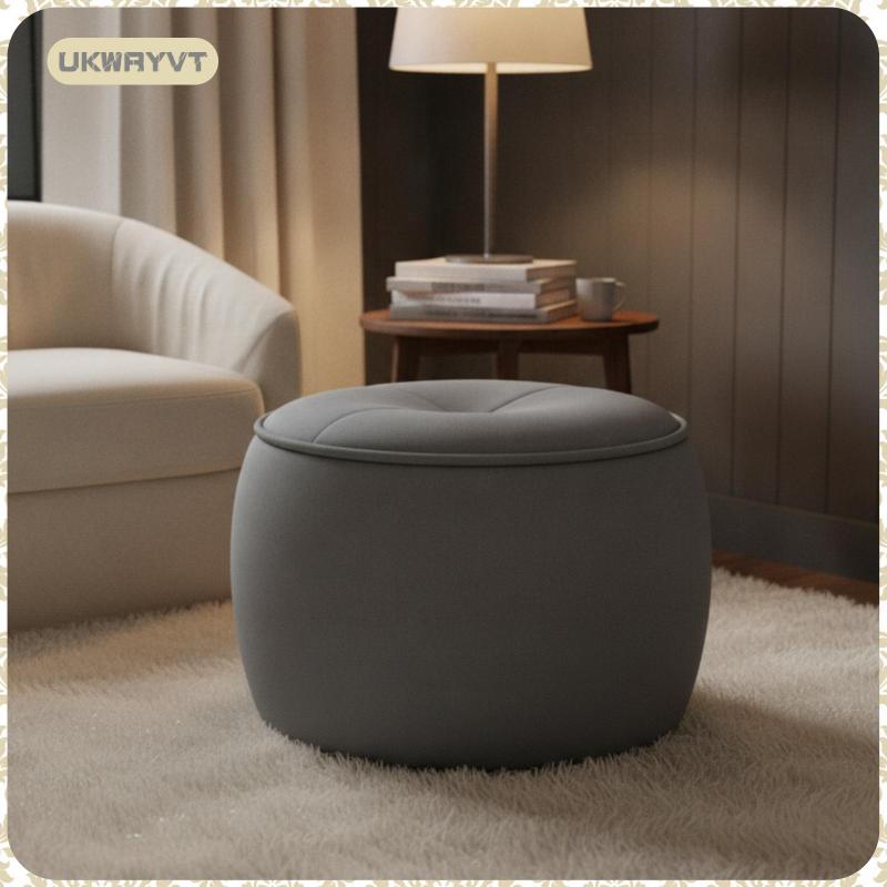 [ukwryvt] Round Ottoman Compact Upholstered Ottoman Round Stool สบาย Pouf มัลติฟังก์ชั่นสําหรับห้องน