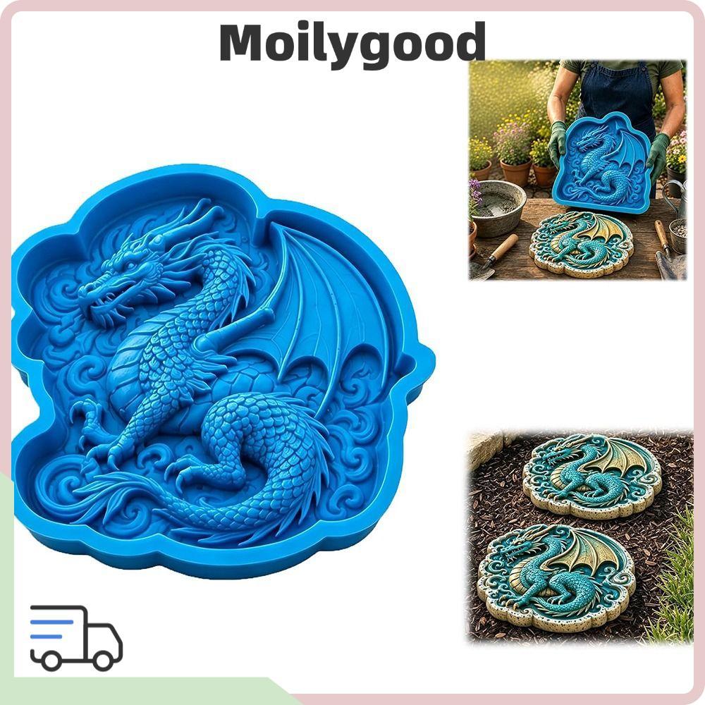 MOILYTH Garden Path Cement Mould, Reusable Dragon Shape Stepping Stone Mold, DIY Cement Casting Sili