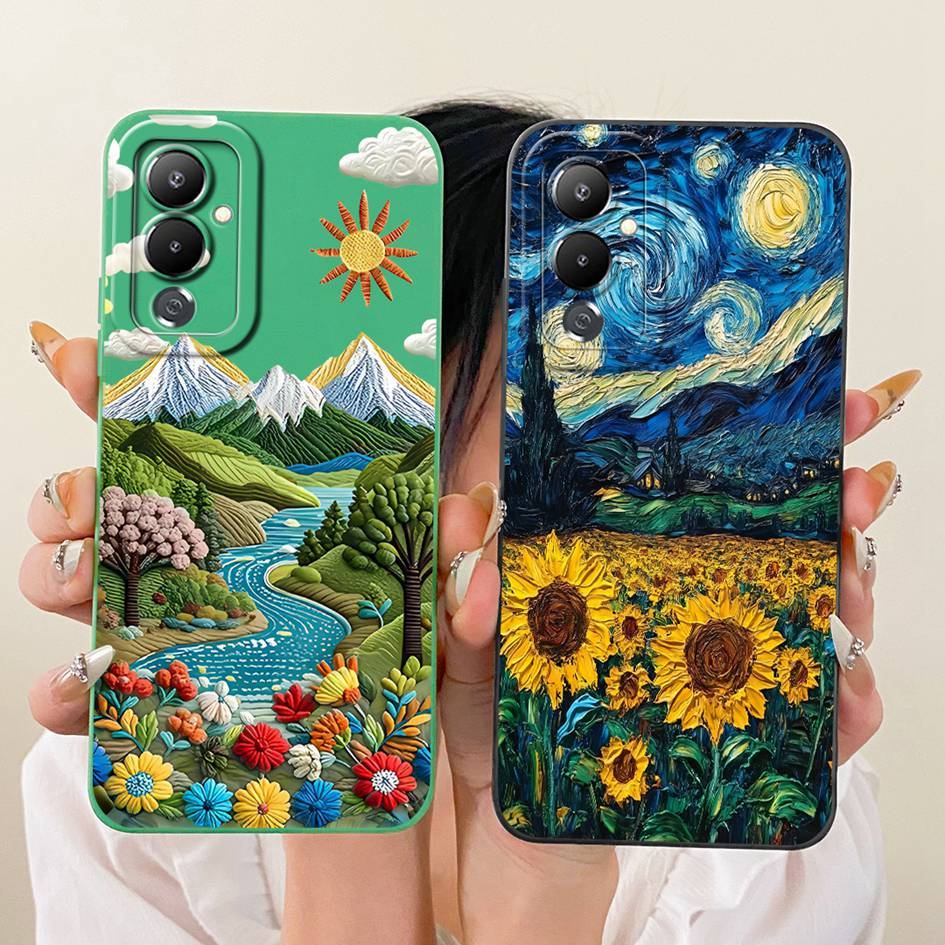 สําหรับ Tecno Pova 4 Pro กรณี LG8n แฟชั่นดอกทานตะวันทาสีซิลิโคนสําหรับ Tecno Pova 4 LG7n กรณี Pova4 