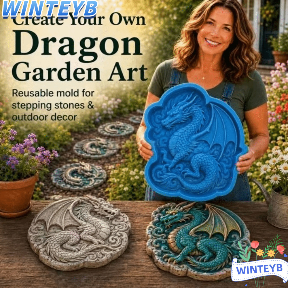 WINTEYB Stepping Stone Mold, Reusable Cement Garden Path Cement Mould, Funny Dragon Shape Silicone P