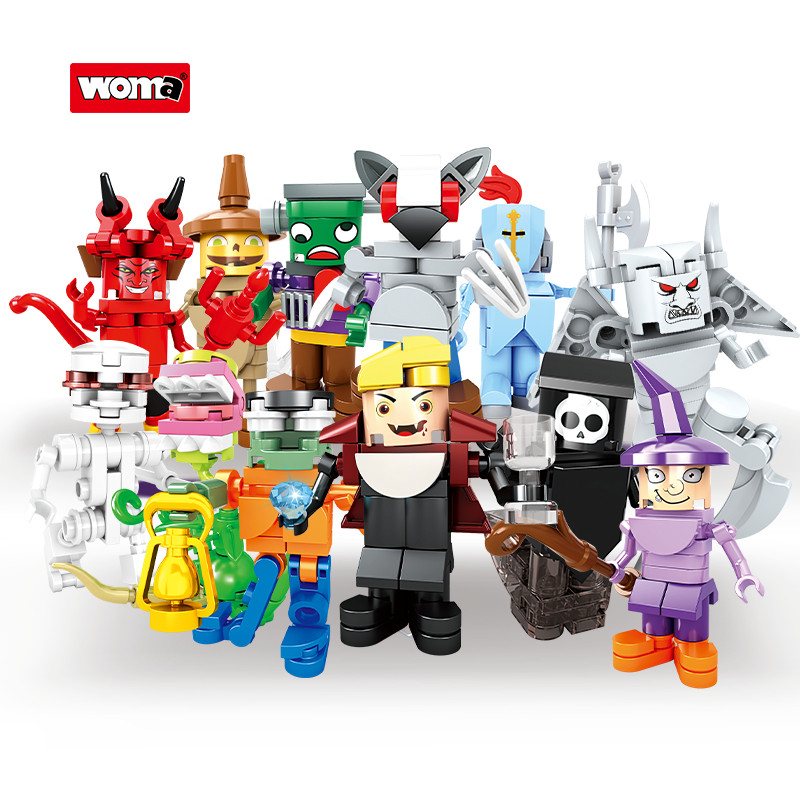 Woma ของเล่น 12-in-1 รูปฮาโลวีน Building Blocks อิฐชุดของเล่น Mini Figures พร้อม Monster และ Devil ส