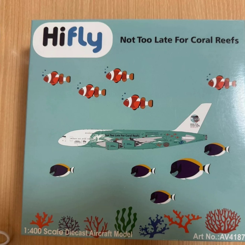 [คลังสินค้าพร้อม] Aviation 1: 400 โมเดลเครื่องบินโลหะผสม Hifly Aviation A380 9H-MIP Protection Coral