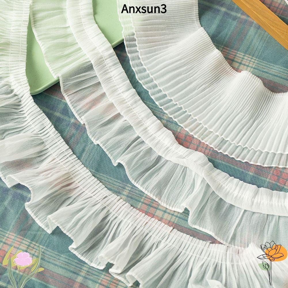 ANXSUN3 Ruffled Lace Trims, 2Yards กว้าง 9-12 ซม.ชีฟองลูกไม้ Trims, ผ้าชีฟอง
