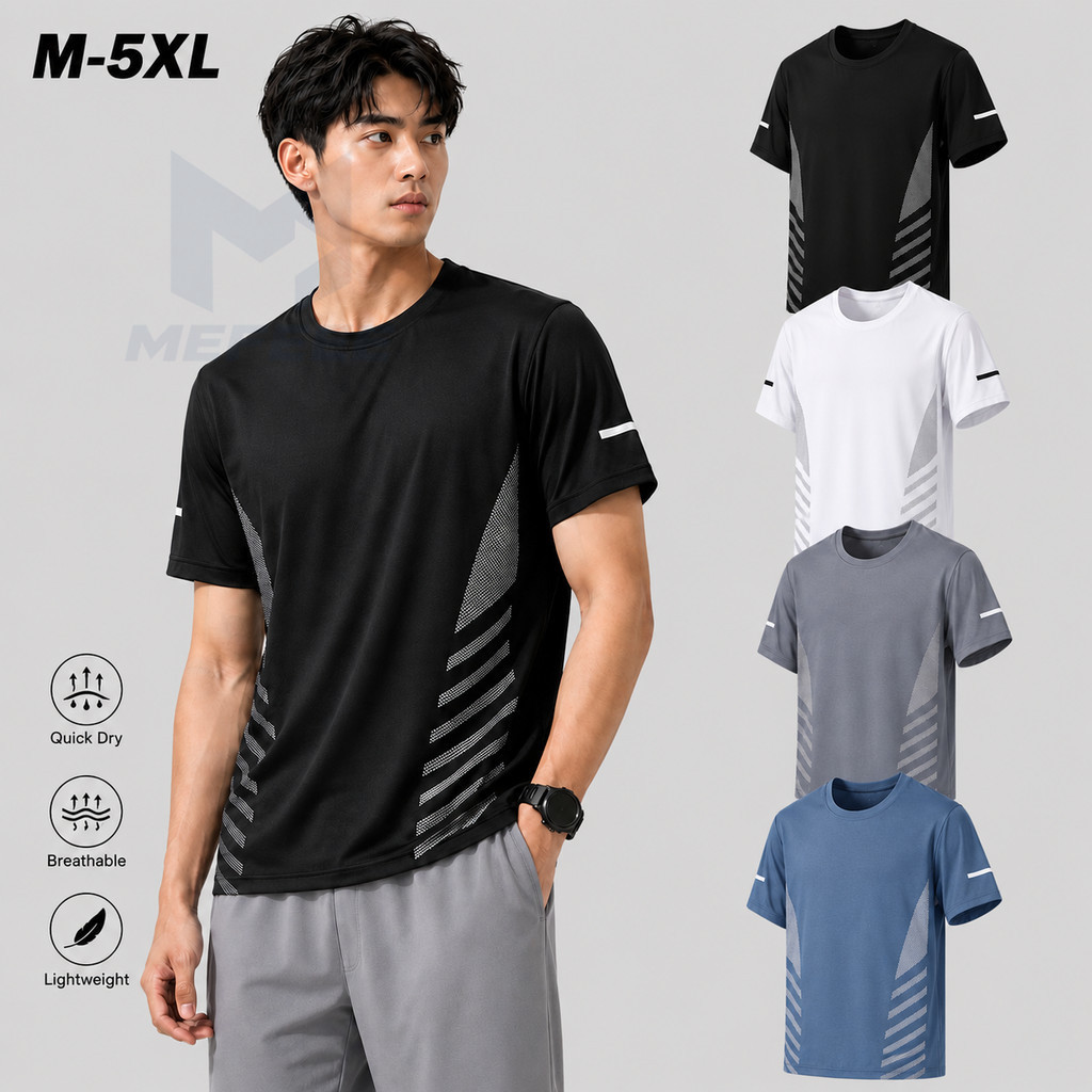 MEFEEE ซื้อ 1 TAKE 2 เสื้อกีฬาผู้ชายผู้หญิง Unisex ผ้าไหมน้ําแข็งแห้งเร็วตาข่ายระบายอากาศวิ่งยิมเสื้อยืดขนาดบวก M-5XL