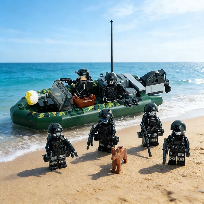 SWAT Submachine Police Speedboat อุปกรณ์อุปกรณ์ตํารวจสุนัขธีมประกอบอาคารบล็อกการศึกษาของเล่นเด็ก/9.1