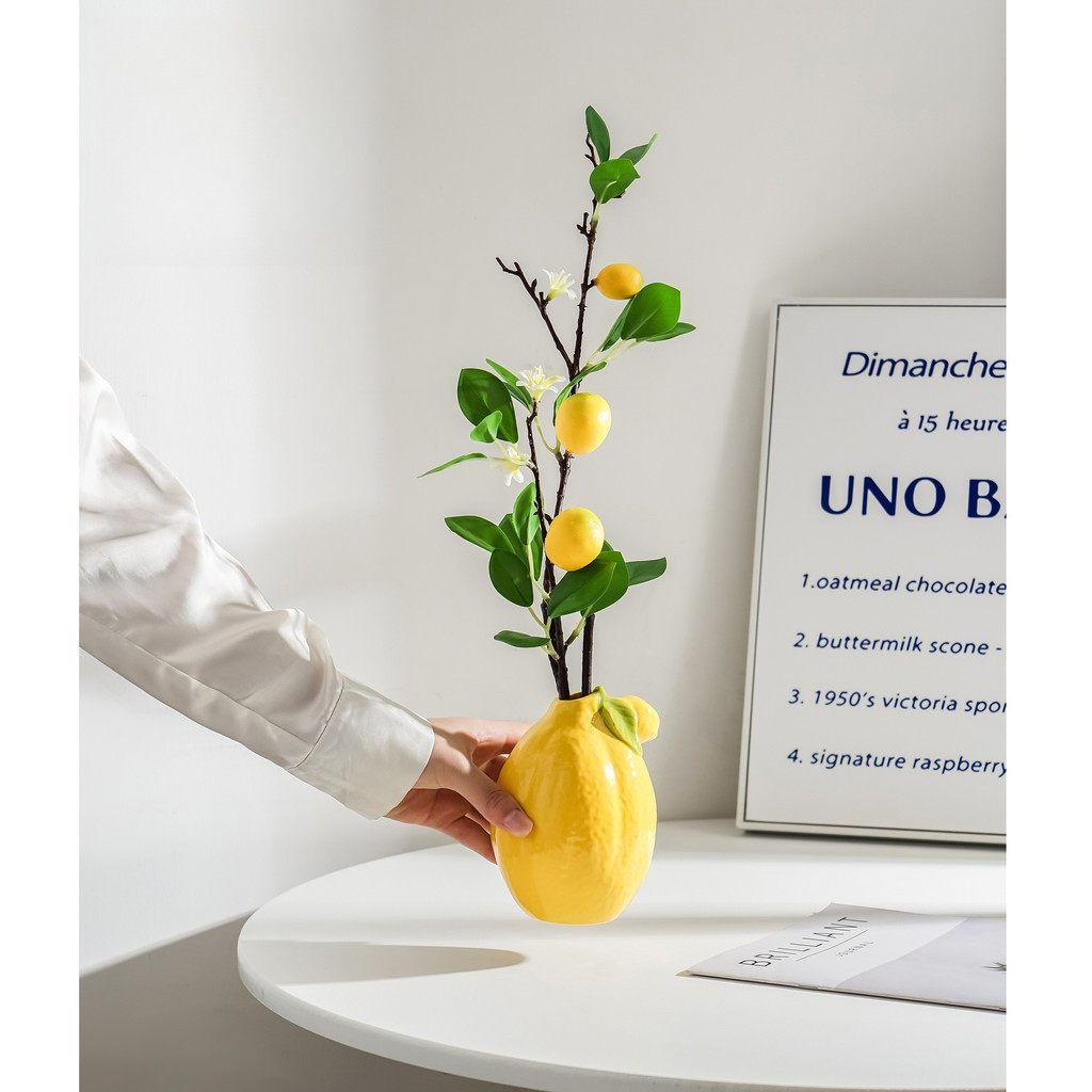 Ceramic Lemon Vase Decoration High-End Home Entrance Decoration Living Room Decoration