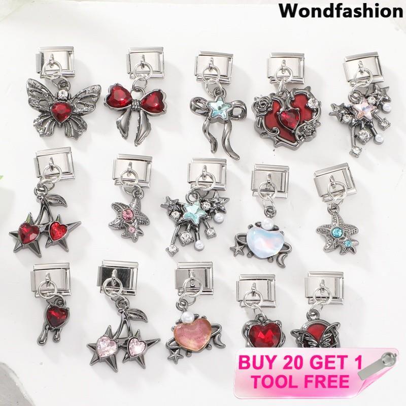 จี้charm Italian Style สร้อยข้อมือสแตนเลส Retro สำหรับทำเองและสวมใส่