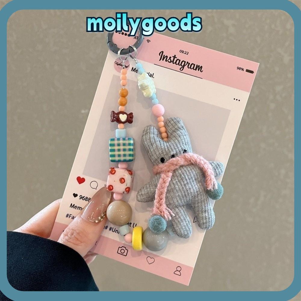 MOILYHD Beaded Phone Charm, ins Colourful Rabbit Phone Charm, Cartoon Rabbit Beaded Key Chain อุปกรณ