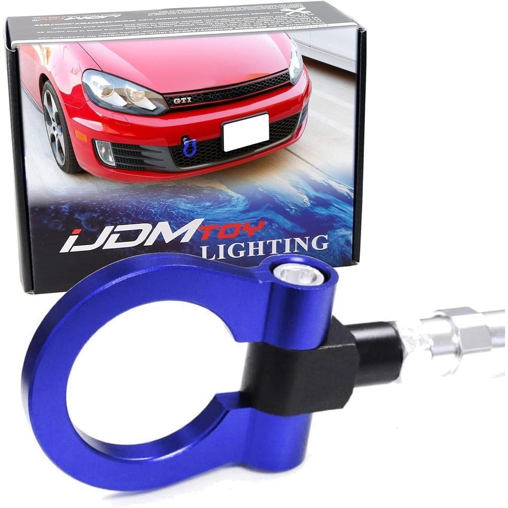 IJDMTOY Blue Track Racingสไตล์Tow Hook Ringเข้ากันได้กับVolkswagen: 06-14 Golf GTI MK5 MK6 R32 Rabbi