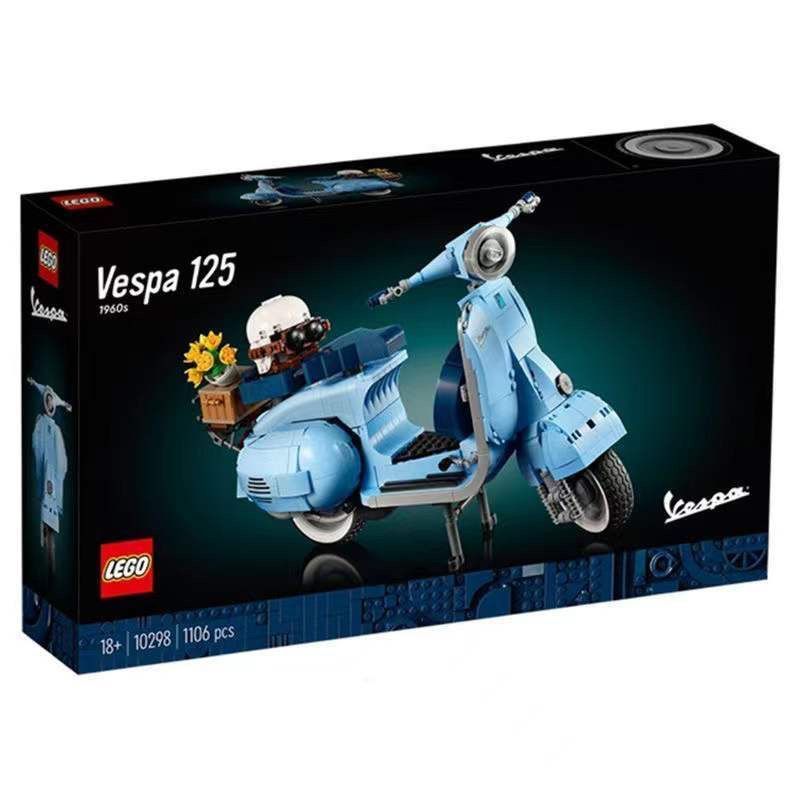 10298Vespa Vespa 125 Motorcycle Blue Motorcycle Scooter Building Blocks