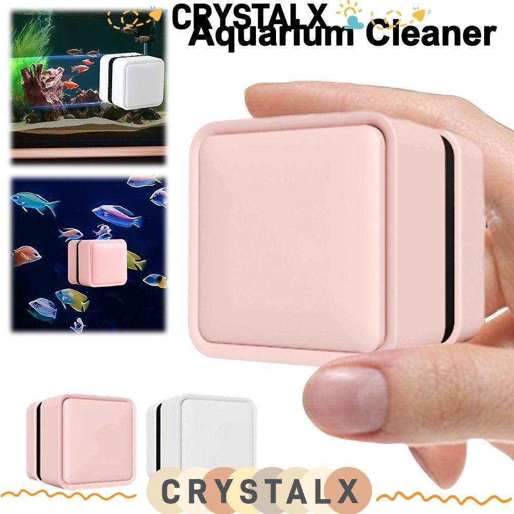 CRYSTALX Aquarium Cleaner, Magnetic Mini Aquarium Glass Cleaner Brush, Scratch-proof Square Glass Cl