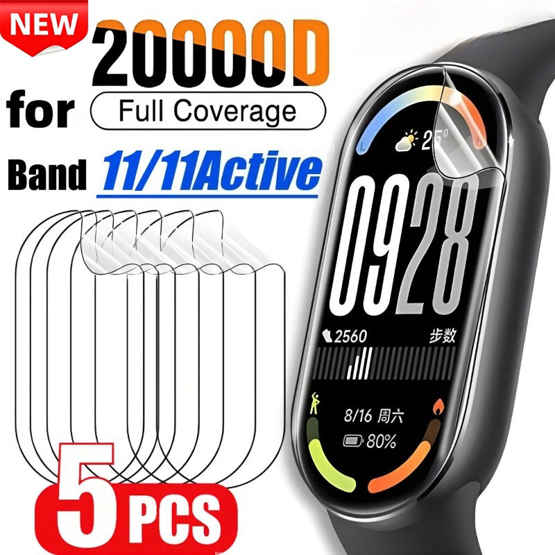 5PCS Hydrogel ฟิล์มหน้าจอสําหรับ Xiaomi MI Band 11 Band 11Active Anti-Scratch Soft HD TPU ฟิล์มใสสํา