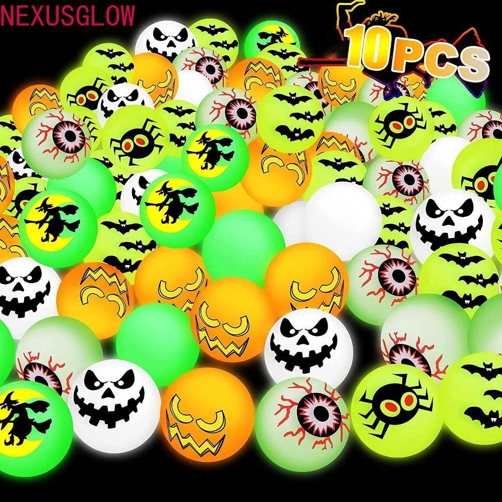 NEXUSGLOW 10 ชิ้น/เซ็ต Halloween Bouncy Balls, Stretch Eyeballs 32mm Bouncy Eyeball, เกมกีฬา Glow-in
