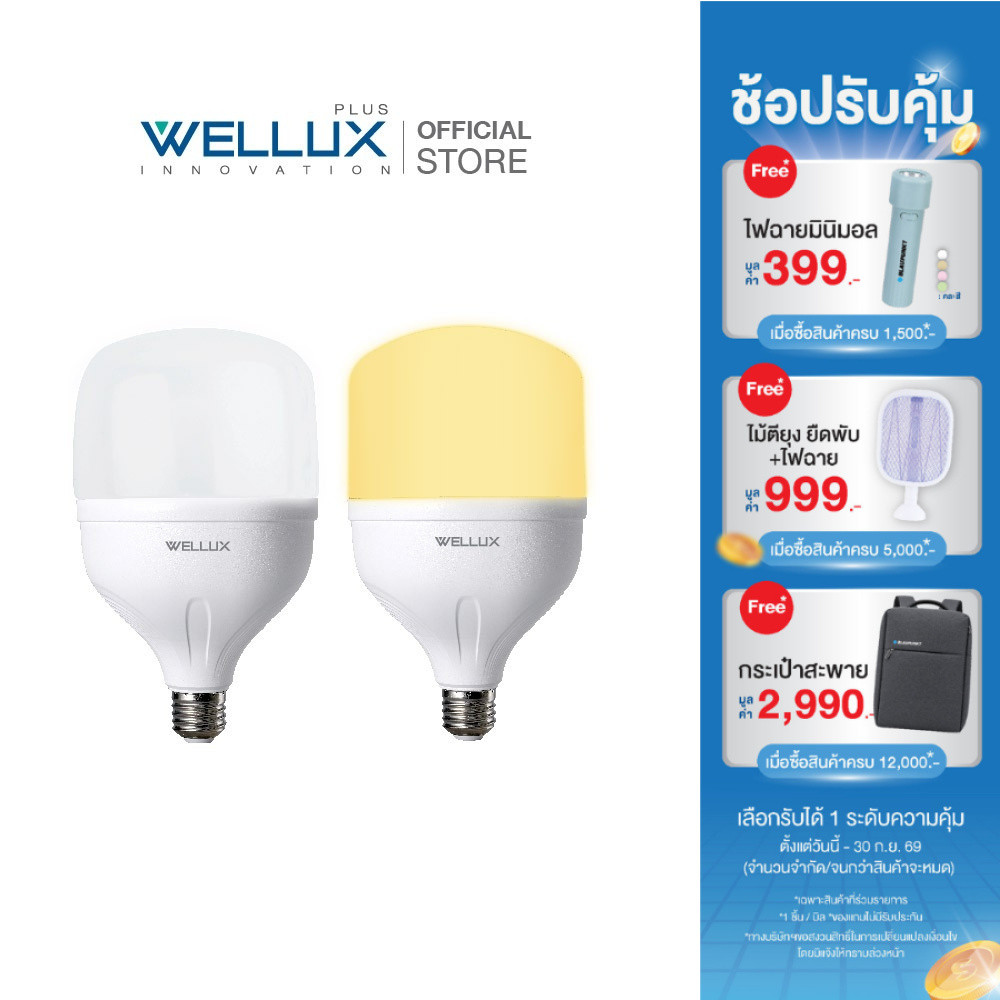 WELLUX หลอดไฟไฮเพาเวอร์กำลังวัตต์สูง 25W 35W 45W 55W 65W แสงขาว LED HIGH POWER GERARD SERIES ขั้วE27
