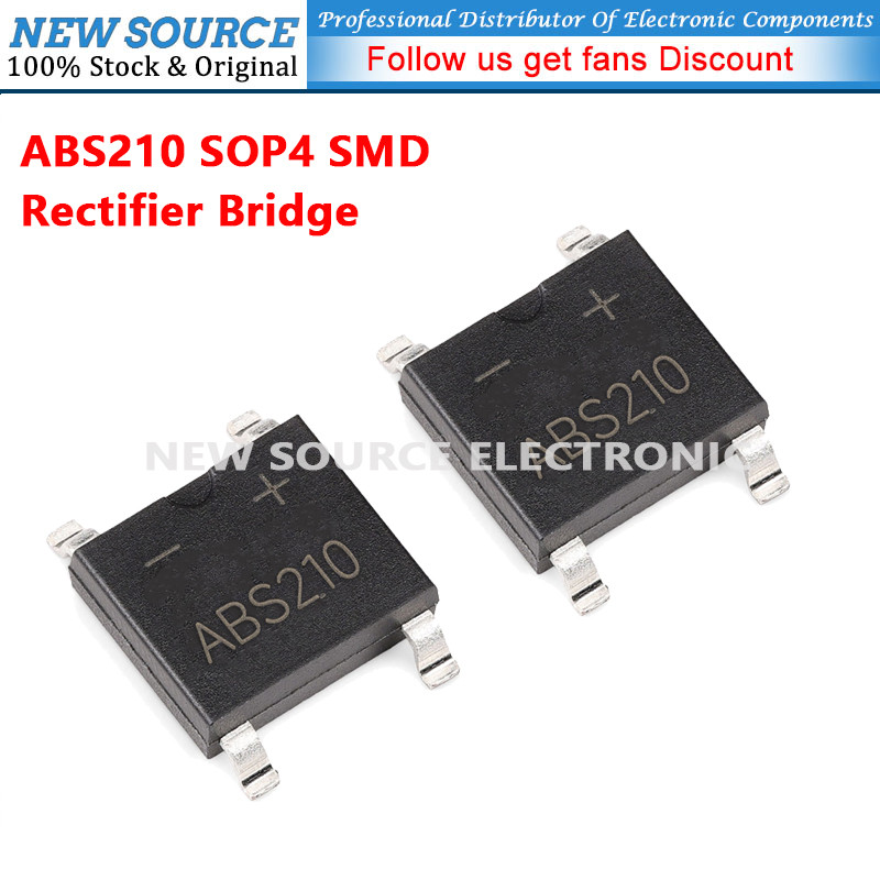 [20-100 ชิ้น] ABS210 SOP4 SMD ไดโอดสะพานวงจรเรียงกระแสชิป IC แหล่งใหม่