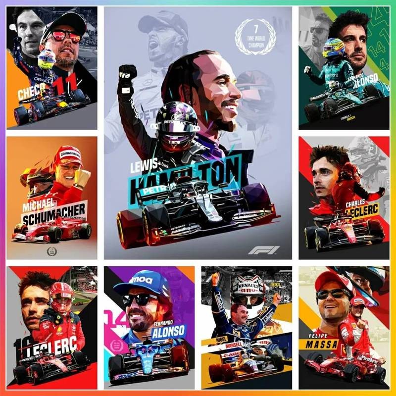 Sports F1 Legendary Racer Schumacher Formula 1 Driver Helmet Canvas Art