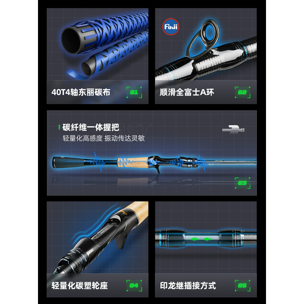 Handing MSS สไตล์ใหม่ Lure Worm Rod Single Rod Long Shot Fishing Rod ยกปากปลาเบส Ultra-Fast Conditio