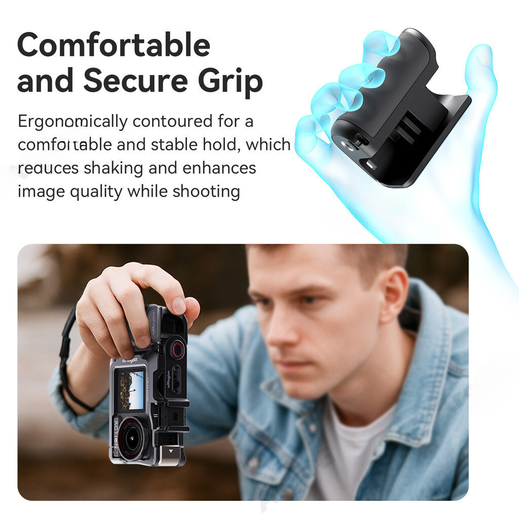 Xplorer Grip Kit การถ่ายภาพบนถนนสําหรับ DJI Osmo Action 5 Pro/4/3 Ergonoc Anti-Slip Grip พร้อม 1/4 "