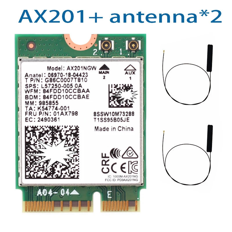 AX201NGW AX201 สําหรับ 201NGW WIFI CARD บลูทูธ 5.0-Dual Band อะแดปเตอร์บลูทูธไร้สาย, Wi-Fi 6 Gigabit