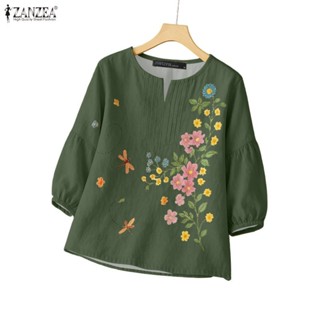 ZANZEA สไตล์เกาหลีย้อนยุค เสื้อลายดอกไม้แขนสามส่วน สำหรับผู้…