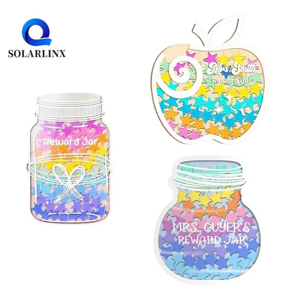 SOLARLINX Positive Behavior Rewards Jar, Individation Wooden Kid Star Reward Jars, Heart Classroom M