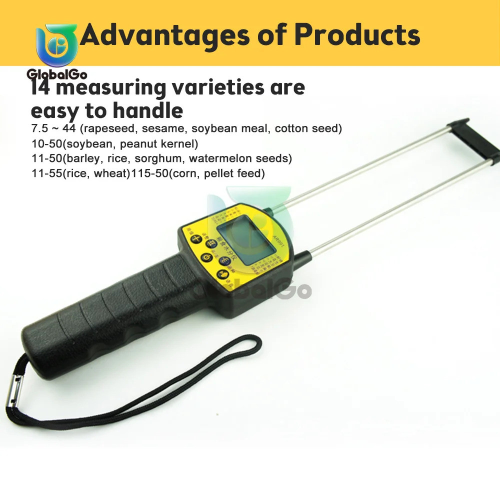 AR991 Grain Moisture Meter เครื่องวัดความชื้นดิจิตอลพร้อมแบ็คไลท์สําหรับข้าวโพดข้าวสาลีข้าวถั่วแป้งส