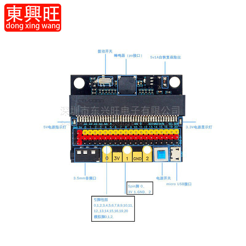 ไมโครไมโคร: บอร์ดขยายบิต IOBIT V2.0 microbit แนวนอนอะแดปเตอร์บอร์ดโรงเรียนประถมแนะนําการเขียนโปรแกรม