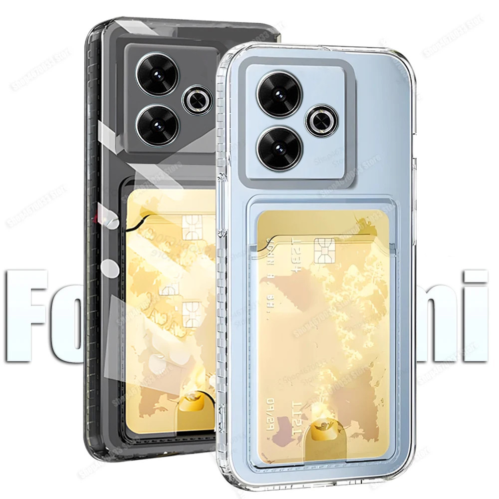 CASE XIAOMI REDMI 13X, REDMI 13 4G, REDMI 13C, POCO C65 CASE CARD CLEAR TRANSPARENT SOFT SLOT CARD /
