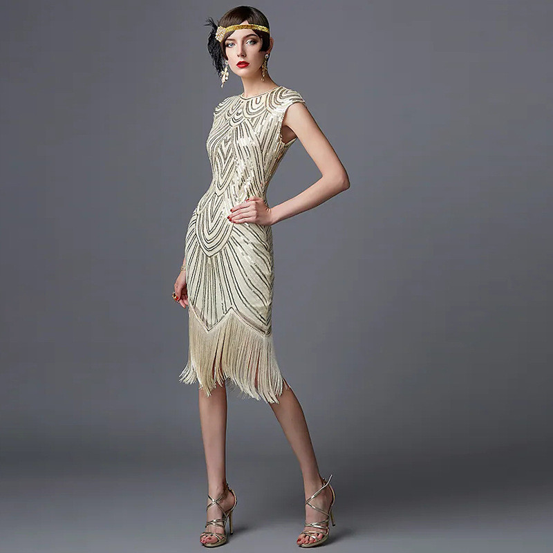 1920s Retro Handmade Sequined Dress Gatesby ชุดราตรีชุดการแสดงบนเวที SAAT