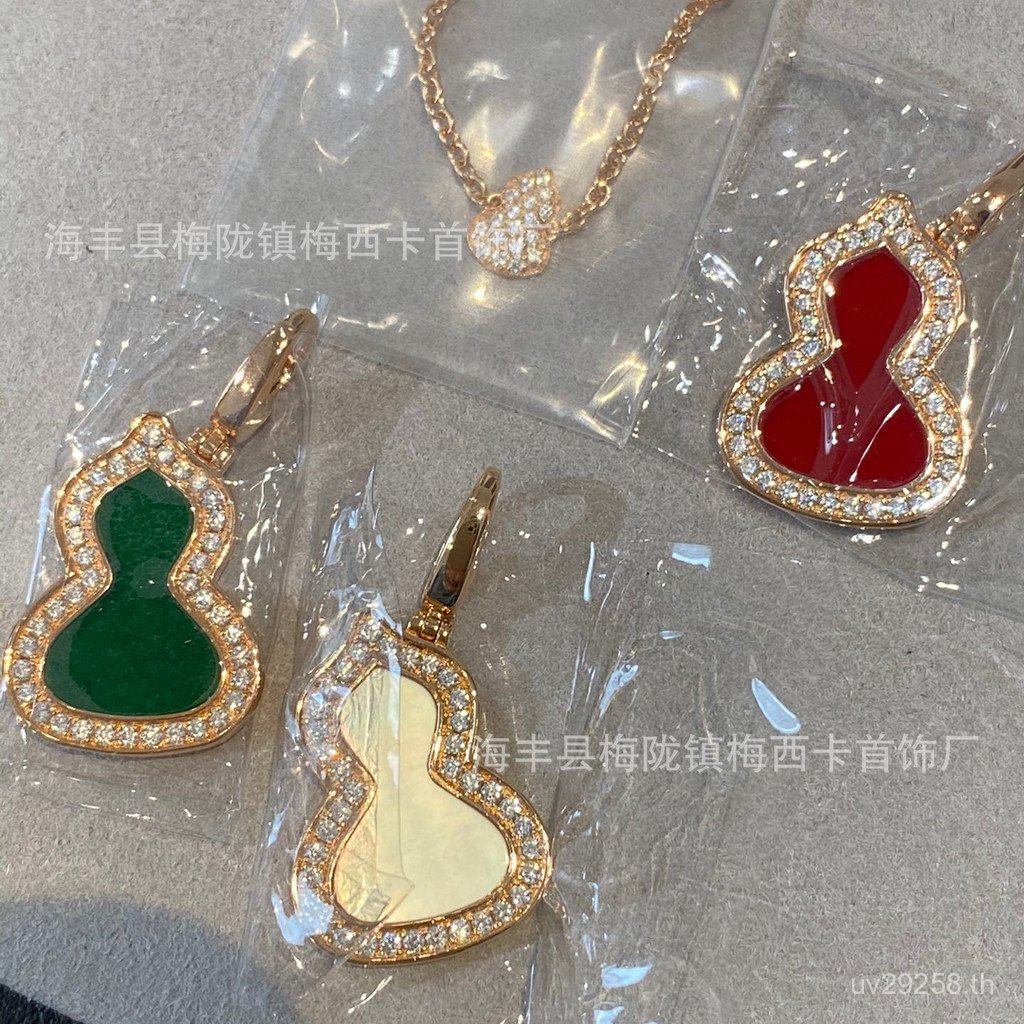 Fritillaria Gourd ขนาดเล็กธรรมชาติ Q บ้าน Carnelian Rose Gold 18K Plated Clavicle Chain จี้สร้อยคอ A