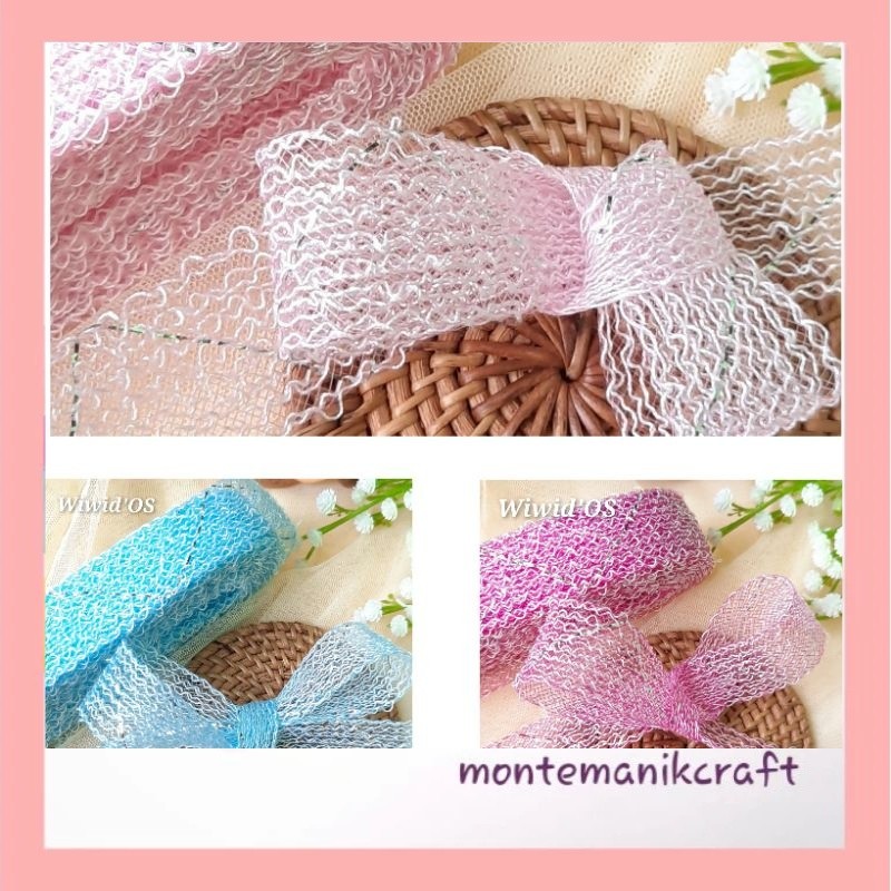 BEAD (1 หลา) YURE RIBBON/NET RIBBON/HARDNET 3 CM MONTEMAINIK CRAFT