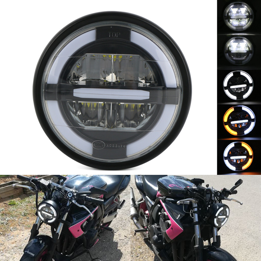 7 รถจักรยานยนต์ LED Angel Eyes Hi-Lo Beam ไฟหน้ารอบ DRL สําหรับ Harley Choppers